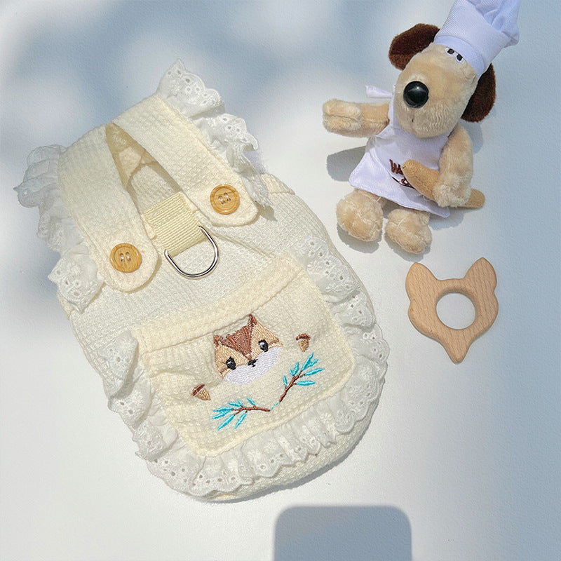 HKM-3075261 Cartoon Pet Vest for Dogs and Cats - Squirrel Waffle in White & Green, Casual Style, Acrylic Material