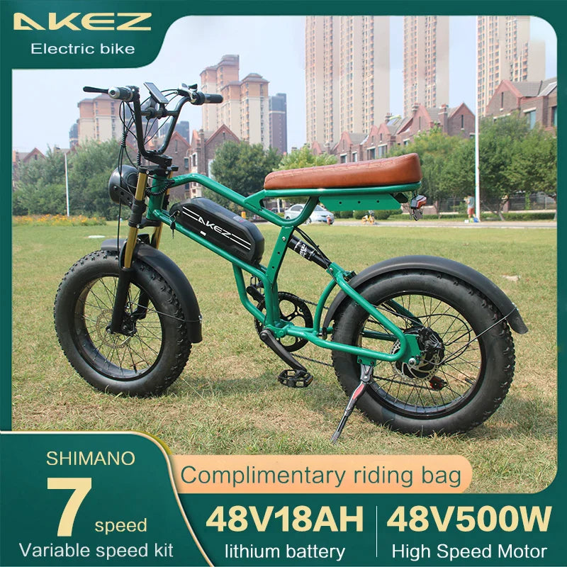 HKM-307539 Vintage High-Carbon Steel 48V 13Ah 500W Electric Road Bike with 7-Speed Gears and LED Headlight