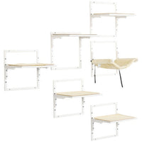 HKM-3075645 Modern Cat Wall Shelves Set with Soft Hammock and Height Adjustable Jumping Platforms