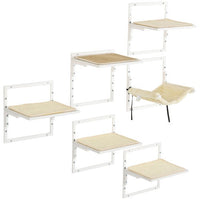 HKM-3075645 Modern Cat Wall Shelves Set with Soft Hammock and Height Adjustable Jumping Platforms