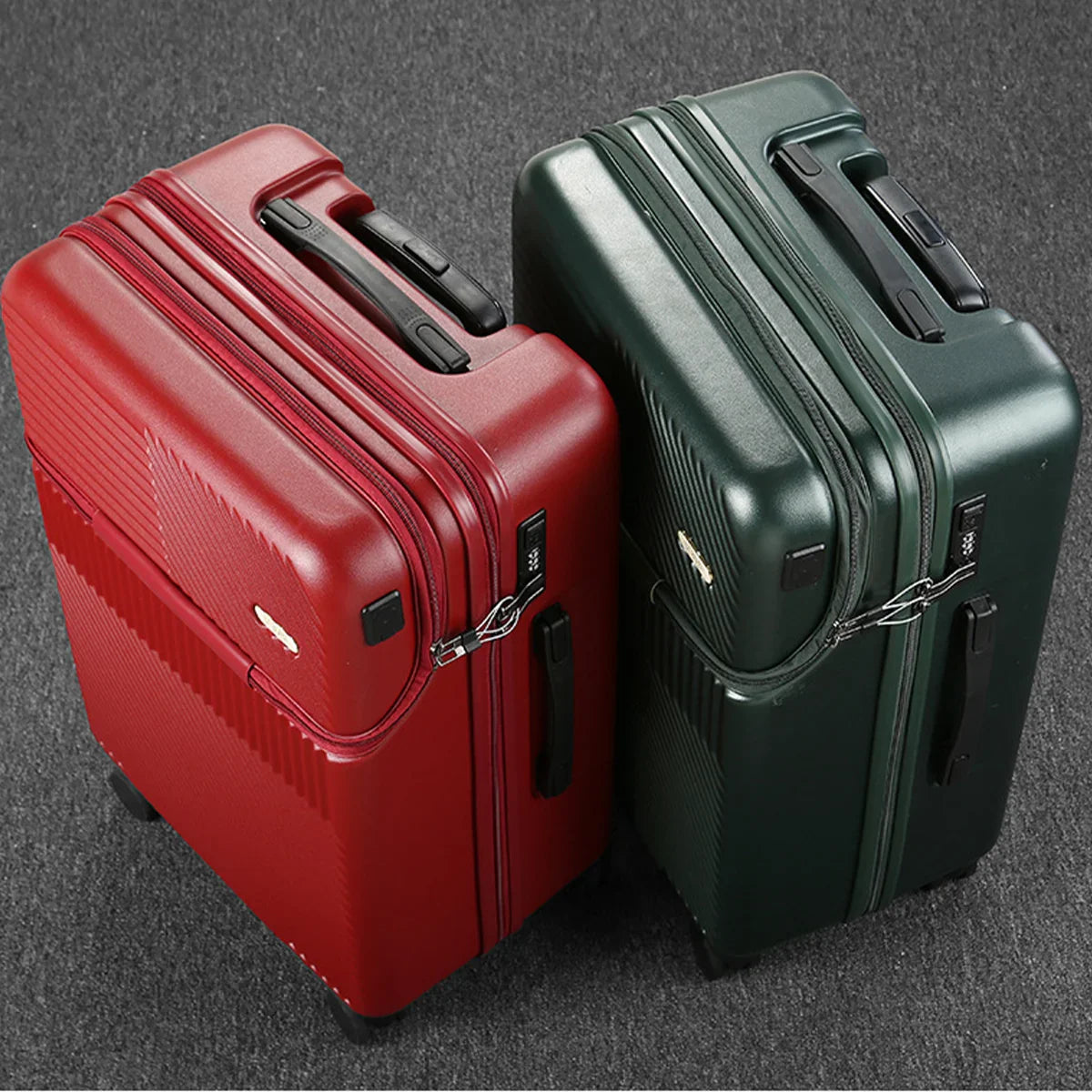 HKM-307603 Durable Water-Resistant Red Suitcase Trolley for Travel