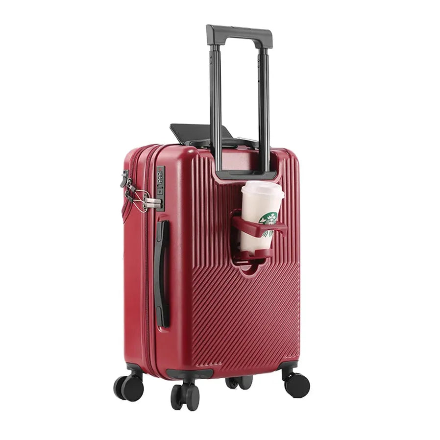 HKM-307603 Durable Water-Resistant Red Suitcase Trolley for Travel