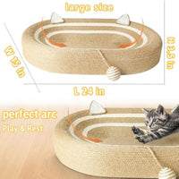 HKM-3076925 3-in-1 Sisal Cat Scratcher Bed with Non-Slip Base for Indoor Cats, Supports Healthy Scratching and Rest