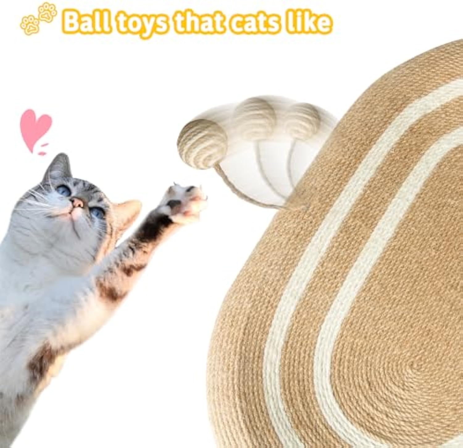 HKM-3076925 3-in-1 Sisal Cat Scratcher Bed with Non-Slip Base for Indoor Cats, Supports Healthy Scratching and Rest