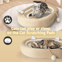 HKM-3076925 3-in-1 Sisal Cat Scratcher Bed with Non-Slip Base for Indoor Cats, Supports Healthy Scratching and Rest