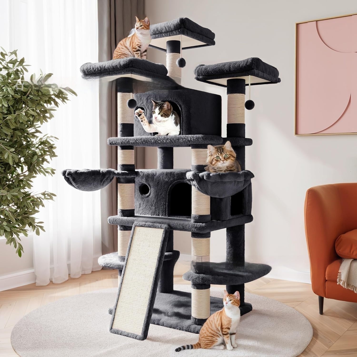 HKM-3078717 Cat Climbing Frame in Cute Style for High-Rise Spaces - Density Plate Construction