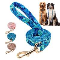 HKM-3079229 Nylon Dog Leash with Floral Design - 1.5m Length, 2cm Width, Soft and Durable