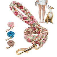HKM-3079229 Nylon Dog Leash with Floral Design - 1.5m Length, 2cm Width, Soft and Durable