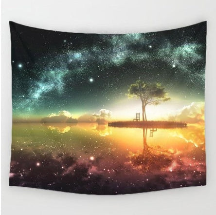 HKM-307923 Galactic Vibes Polyester Tapestry - Multiple Sizes Available (150x100cm, 150x130cm, 150x230cm)