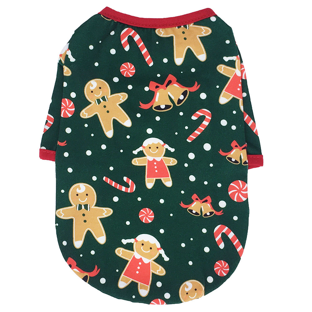 HKM-3079613 Festive Cotton Pet Clothes for Christmas - Snowman, Elf, Gingerbread Man, Santa Designs