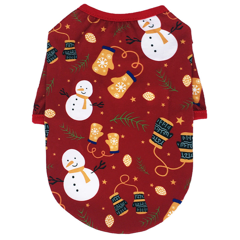 HKM-3079613 Festive Cotton Pet Clothes for Christmas - Snowman, Elf, Gingerbread Man, Santa Designs