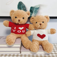 HKM-308051 Cute Plush Teddy Bear with Heart Sweater - Soft Stuffed Animal Toy for All Ages