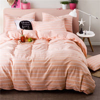 HKM-308051 Washed Cotton Bedding Set - 4-Piece with Quilt Cover, Bed Sheet, and Pillowcases