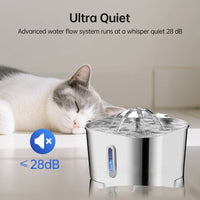 HKM-3081277 Stainless Steel 2.2L Pet Water Fountain for Dogs and Cats with Flower Head Design