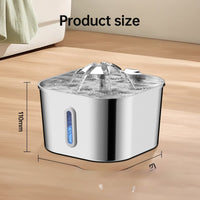 HKM-3081277 Stainless Steel 2.2L Pet Water Fountain for Dogs and Cats with Flower Head Design