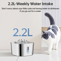 HKM-3081277 Stainless Steel 2.2L Pet Water Fountain for Dogs and Cats with Flower Head Design