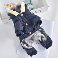 HKM-3081789 Windproof Wool Collar Dog Coat in Blue and Red ¨C Casual Four-Legged Apparel for All Genders in Sizes S to 2L