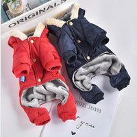 HKM-3081789 Windproof Wool Collar Dog Coat in Blue and Red ¨C Casual Four-Legged Apparel for All Genders in Sizes S to 2L