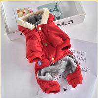 HKM-3081789 Windproof Wool Collar Dog Coat in Blue and Red ¨C Casual Four-Legged Apparel for All Genders in Sizes S to 2L