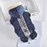HKM-3081789 Windproof Wool Collar Dog Coat in Blue and Red ¨C Casual Four-Legged Apparel for All Genders in Sizes S to 2L
