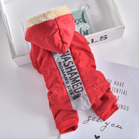 HKM-3081789 Windproof Wool Collar Dog Coat in Blue and Red ¨C Casual Four-Legged Apparel for All Genders in Sizes S to 2L