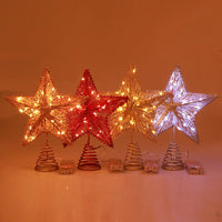 HKM-308179 Linear Iron Five-Pointed Star for Christmas Tree Topper - Light Gold, Silver, Red, Rose Gold Finish