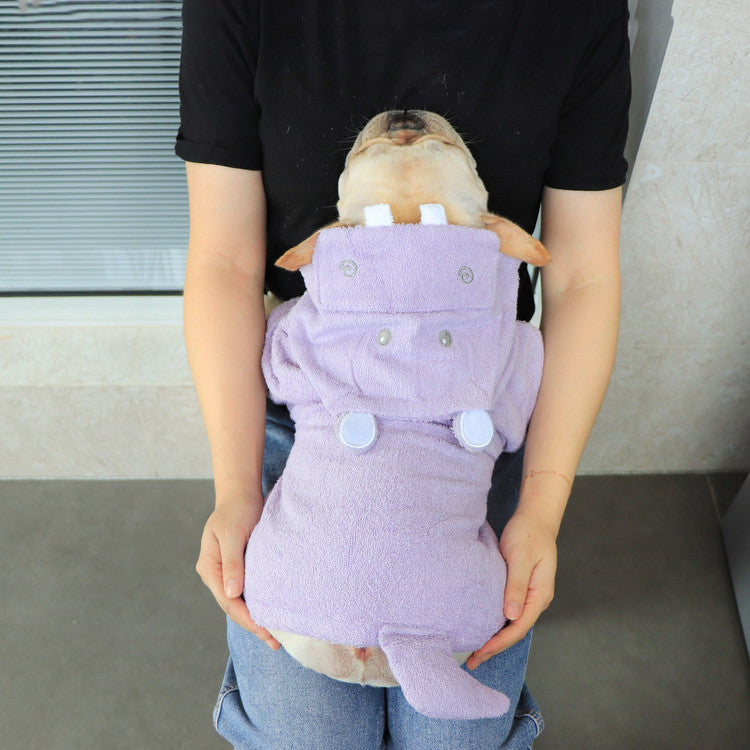 HKM-3082045 Quick Drying Absorbent Cotton Pet Bathrobe for Dogs Under 20kg in Purple, Green, and Pink
