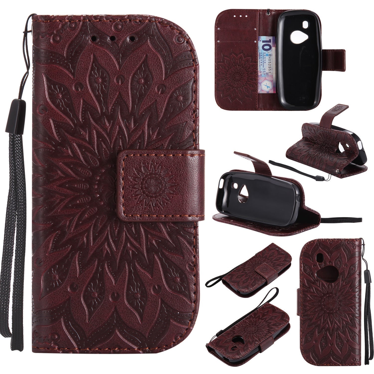 HKM-308243 Sun Embossed PU and TPU Leather Case for Complete Mobile Protection