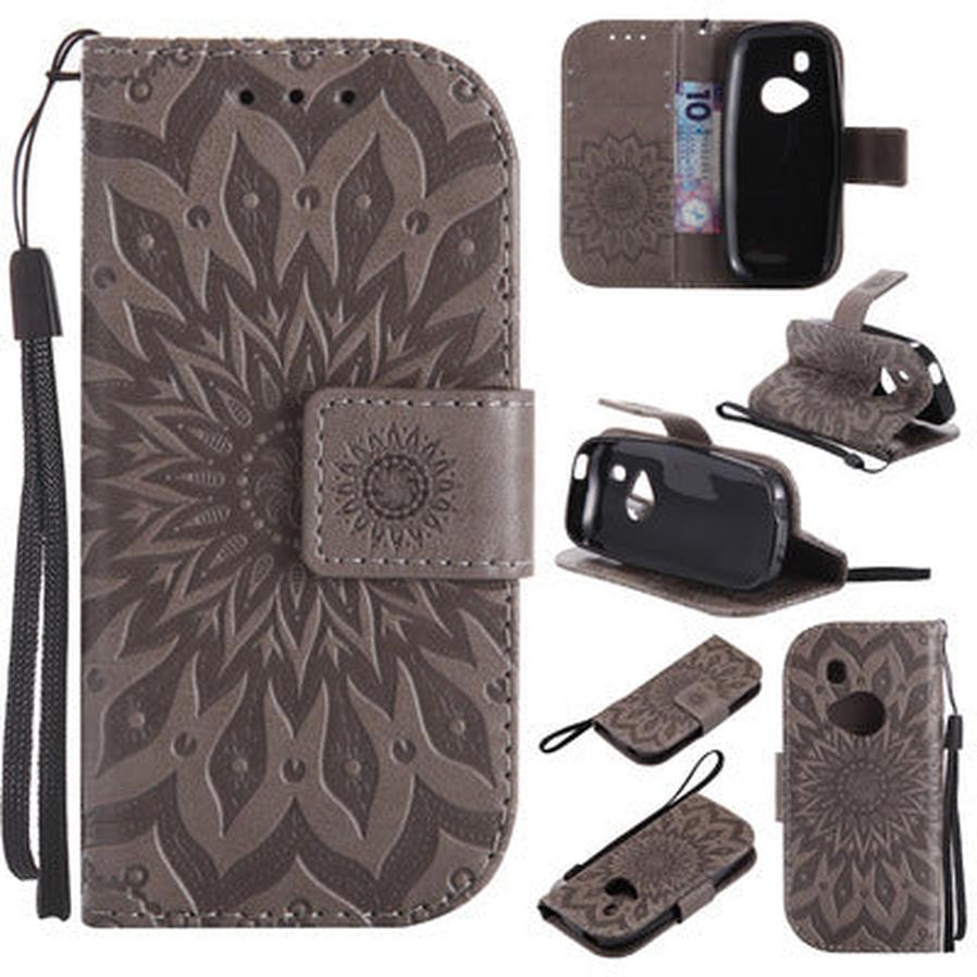 HKM-308243 Sun Embossed PU and TPU Leather Case for Complete Mobile Protection