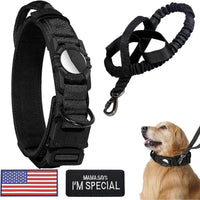 HKM-3083197 Waterproof Dog Collar with Airtag Protective Cover in Monochrome Black or Camel