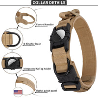 HKM-3083197 Waterproof Dog Collar with Airtag Protective Cover in Monochrome Black or Camel