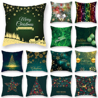 HKM-308435 Christmas Theme Peach Skin Cushion Pillowcase - 45x45cm Polyester Cover