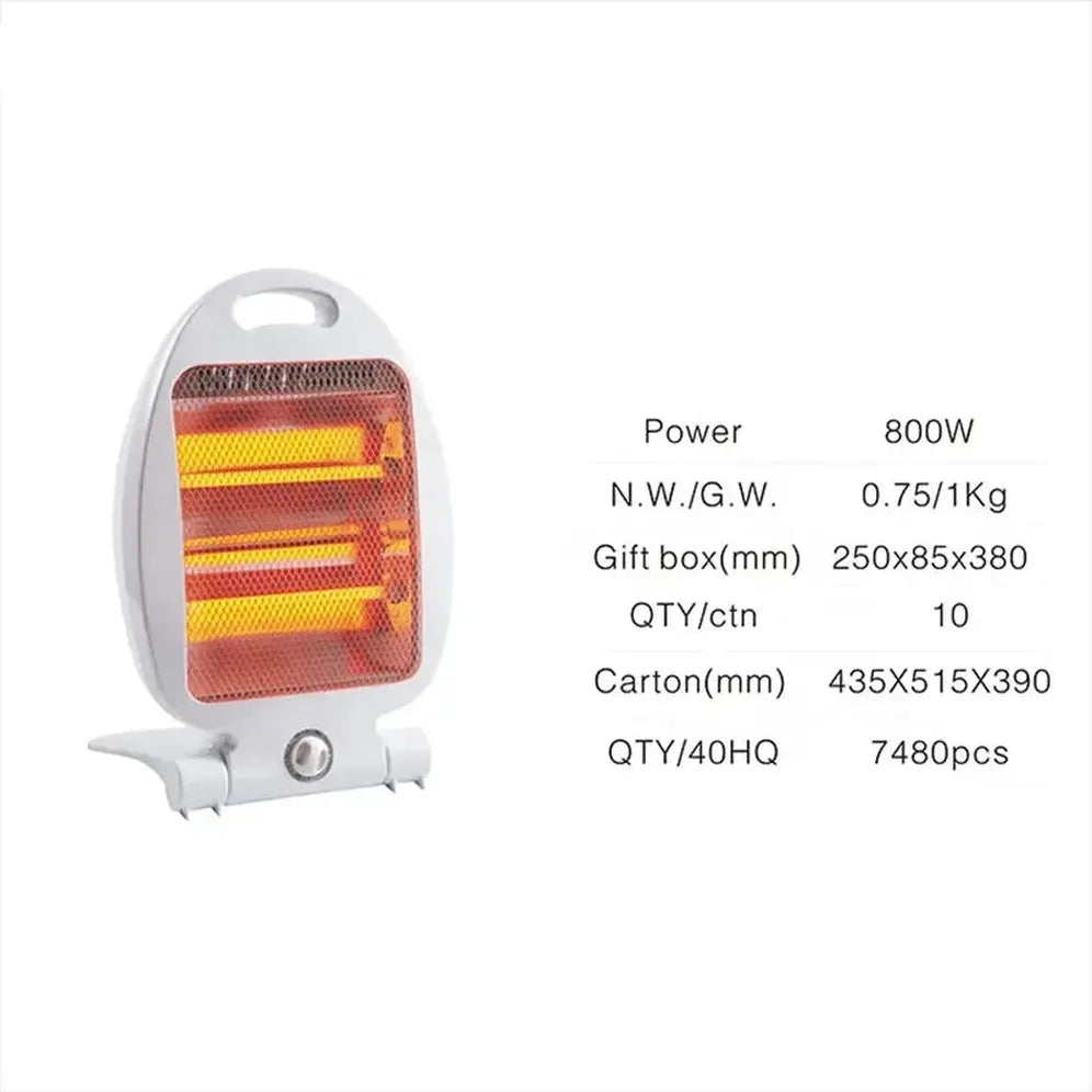HKM-308563 Compact Electric Quartz Heater with Folding Design and Two Heat Settings
