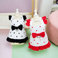 HKM-3085757 Stylish Polka Dot Skirt for Pets in Red and Black - XS to XL Sizes Available