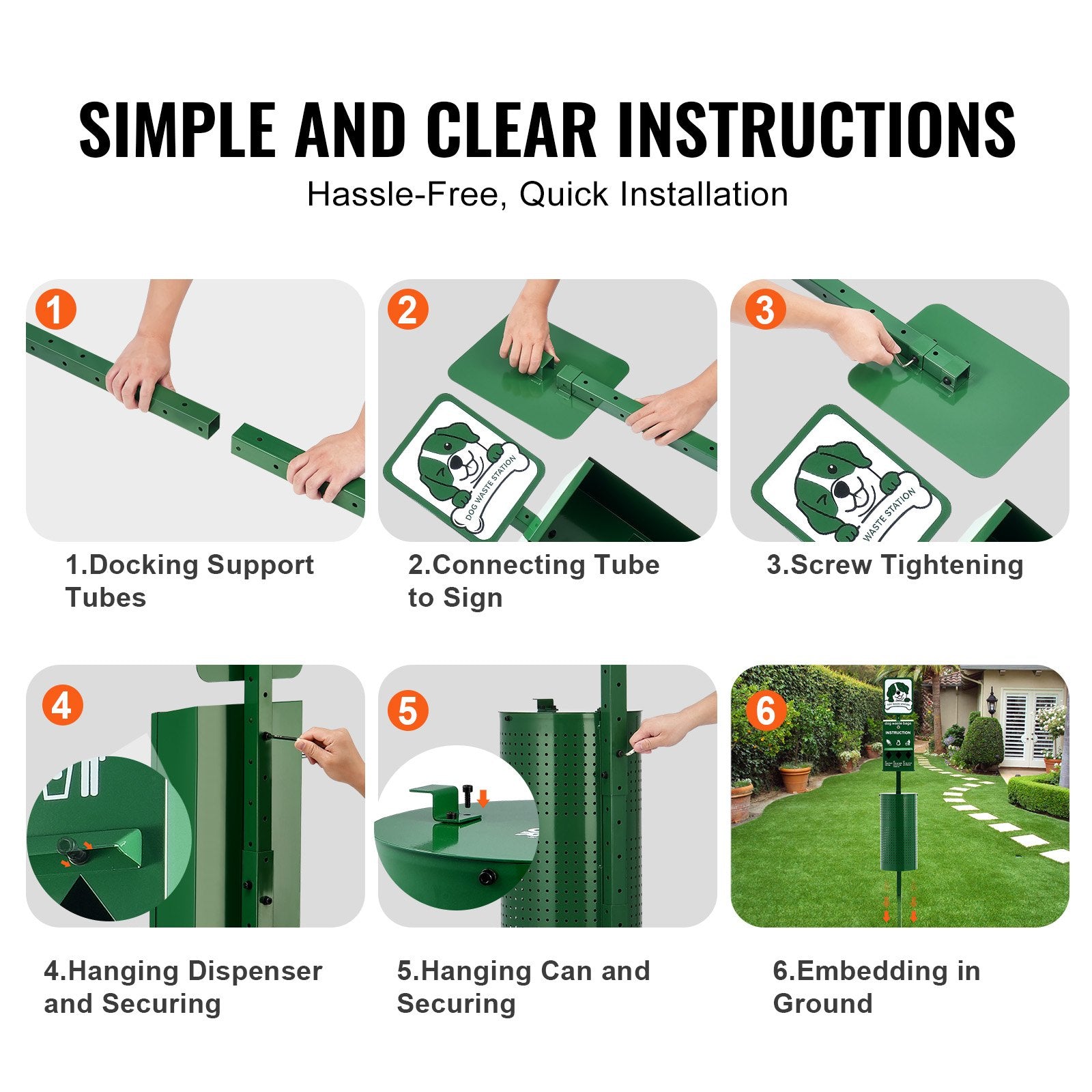 HKM-3086653 Outdoor Dog Waste Station with 11.5-Gallon Trash Can and 600 Bags Included