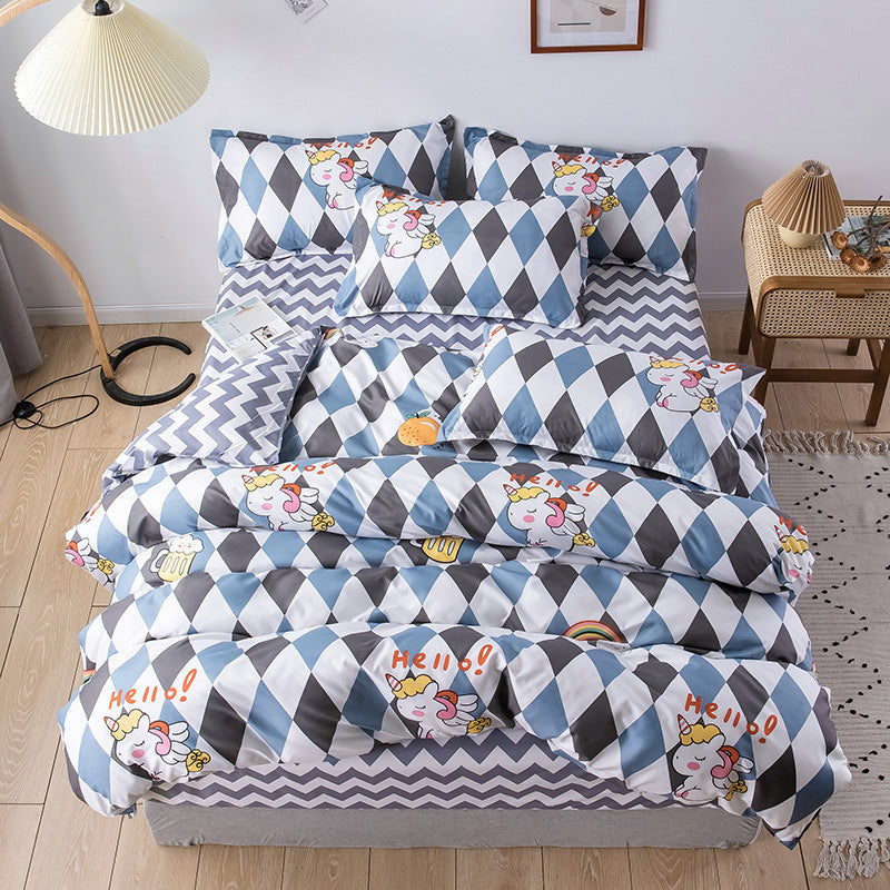HKM-308691 Aloe Cotton Print Four-Piece Bedding Set for 2.0m Beds - Modern Style in Multiple Patterns