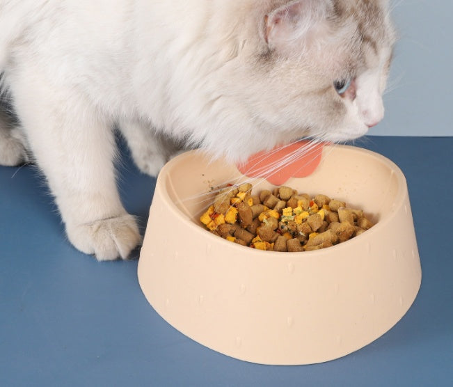 HKM-3087165 Cartoon Strawberry Pet Bowl - Plastic Dog Bowl in Yellow, Gray, Green, 19x18x7cm