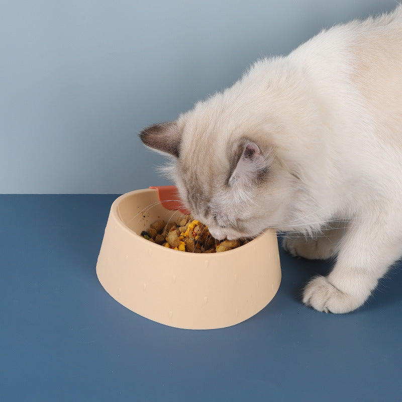 HKM-3087165 Cartoon Strawberry Pet Bowl - Plastic Dog Bowl in Yellow, Gray, Green, 19x18x7cm