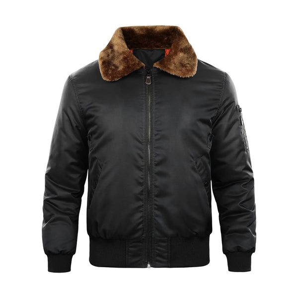 HKM-308755 Men's Retro American Flight Suit Jacket Winter Wool Collar Cotton Blouson Casual Style Zipper Closure Canvas Finished Product