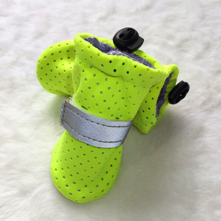 HKM-3087805 Breathable Non-Slip Dog Shoes for Outdoor Comfort - Set of 4, Available in Fluorescent Powder, Lake Blue, Fluorescent Green