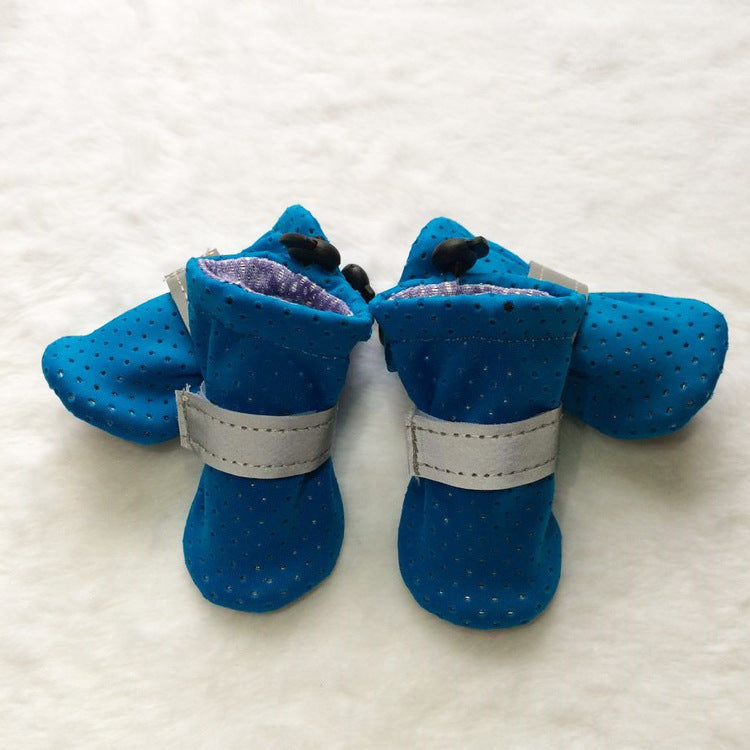 HKM-3087805 Breathable Non-Slip Dog Shoes for Outdoor Comfort - Set of 4, Available in Fluorescent Powder, Lake Blue, Fluorescent Green