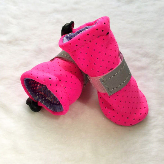 HKM-3087805 Breathable Non-Slip Dog Shoes for Outdoor Comfort - Set of 4, Available in Fluorescent Powder, Lake Blue, Fluorescent Green