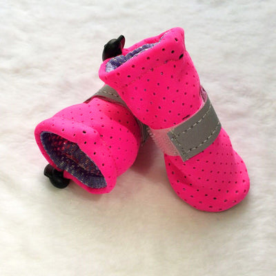 HKM-3087805 Breathable Non-Slip Dog Shoes for Outdoor Comfort - Set of 4, Available in Fluorescent Powder, Lake Blue, Fluorescent Green