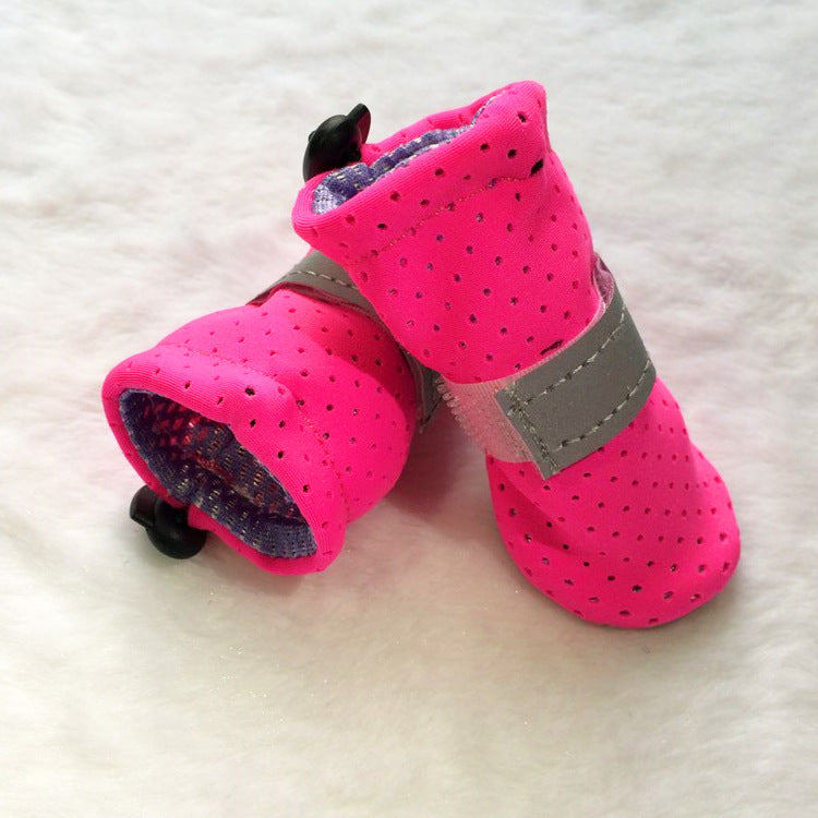 HKM-3087805 Breathable Non-Slip Dog Shoes for Outdoor Comfort - Set of 4, Available in Fluorescent Powder, Lake Blue, Fluorescent Green