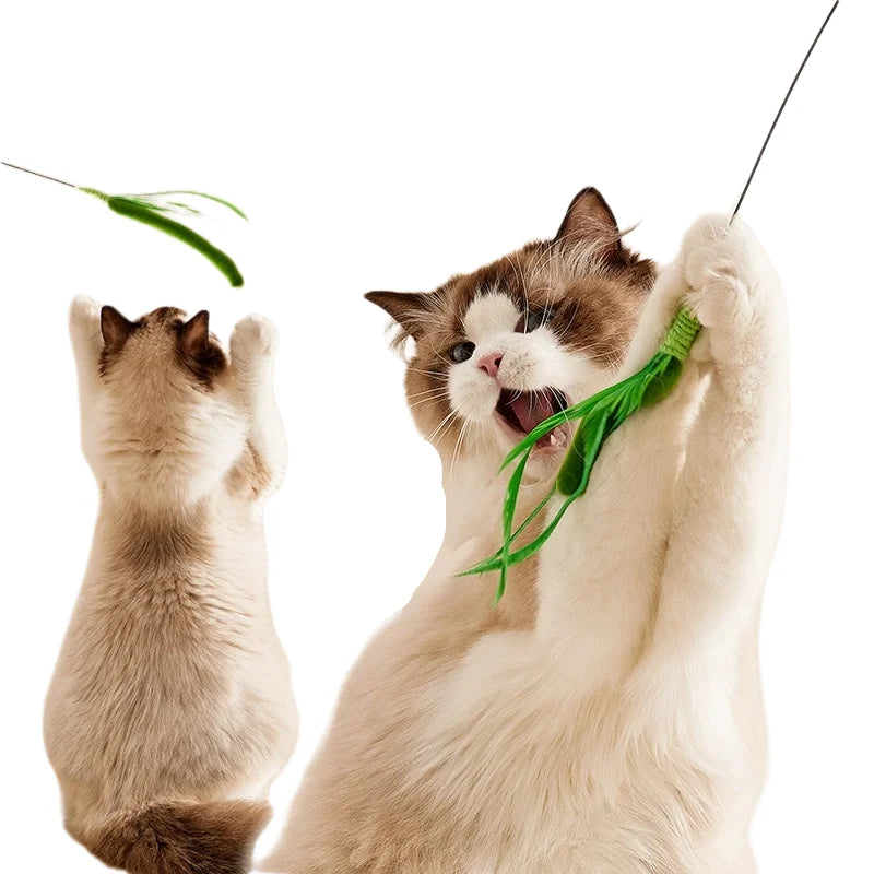 HKM-308883 Durable Interactive Cat Teaser Toy - 62CM Polyester & Metal Design
