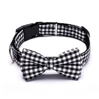 HKM-3088957 British Plaid Bow Tie Collar for Cats and Dogs in Black/White and Red/Black Patterns