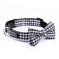 HKM-3088957 British Plaid Bow Tie Collar for Cats and Dogs in Black/White and Red/Black Patterns