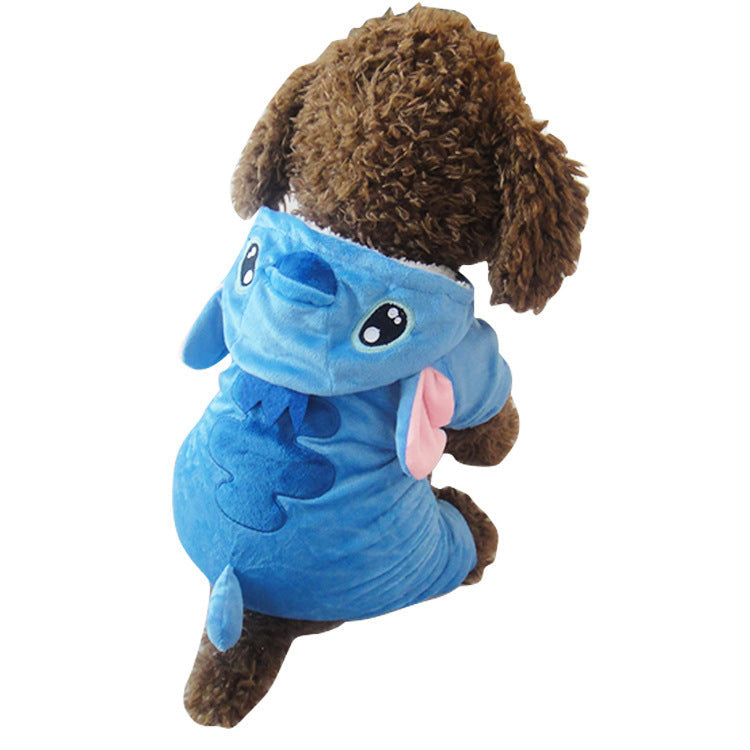 HKM-3089341 Blue Velvet Pet Dog Teddy Clothing for Small, Medium, and Large Dogs