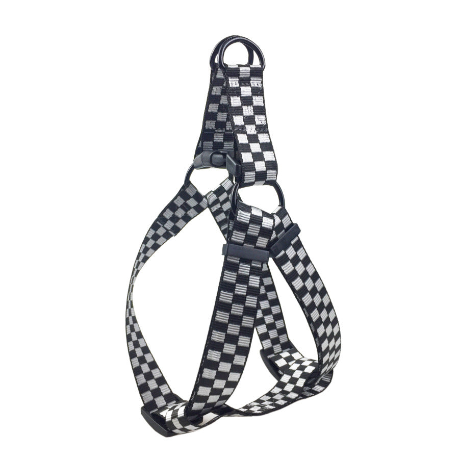 HKM-3090237 Plaid Chest and Back Dog Harness with 150cm Traction Leash