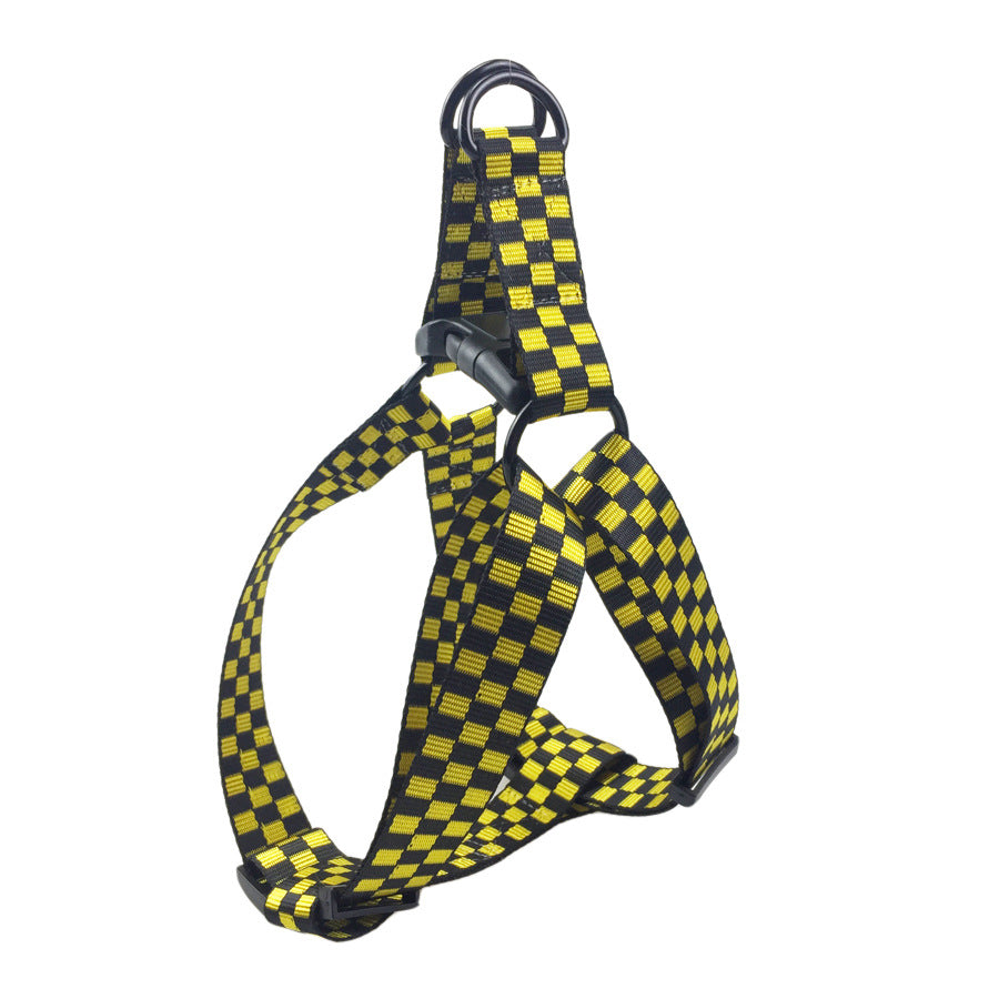 HKM-3090237 Plaid Chest and Back Dog Harness with 150cm Traction Leash